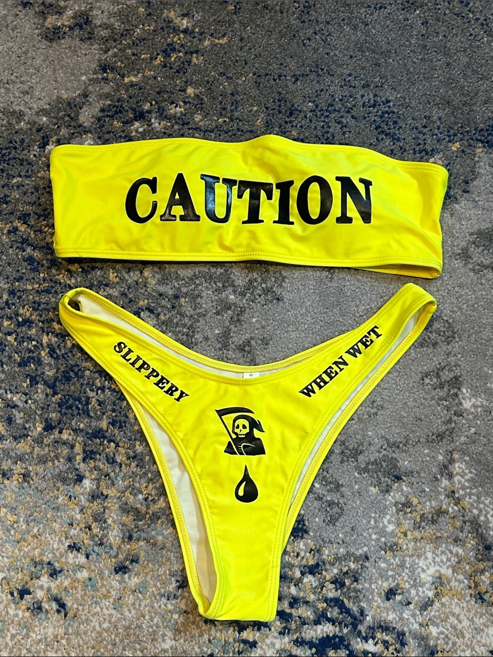 Caution Yellow Bandeau Bikini Set - Women Swim